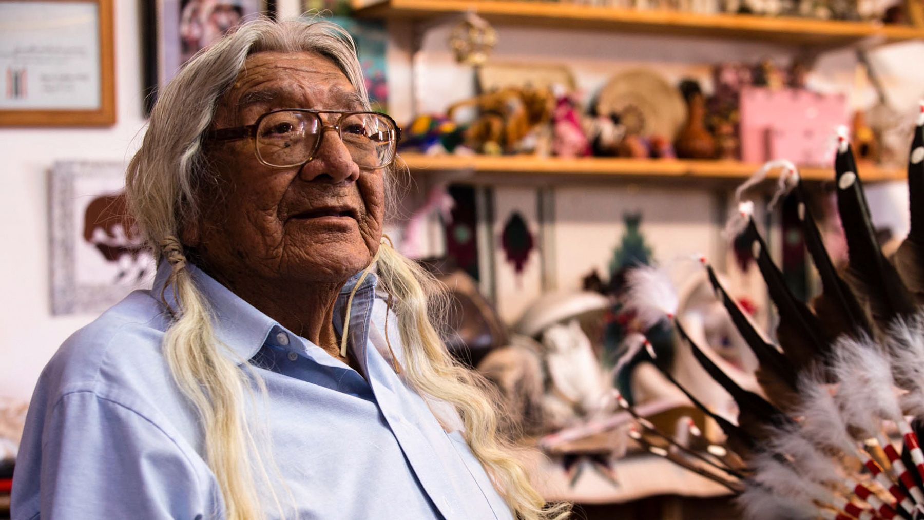 Mark Soldier Wolf of the Arapaho Nation is the father of 10 children and a veteran of the Korean War. He said he was kicked off his land to make way for a uranium mill. (Lauren Kaljur/News21)