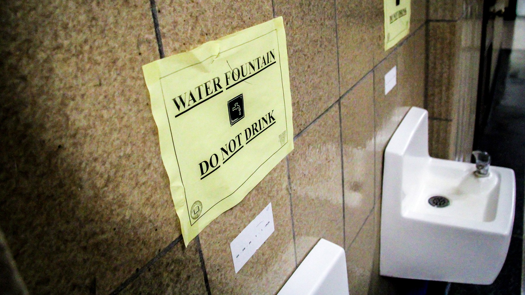 At Weequahic High School in Newark, N.J., fountains have been disconnected from the school’s water system. (Fraser Allan Best/News21)