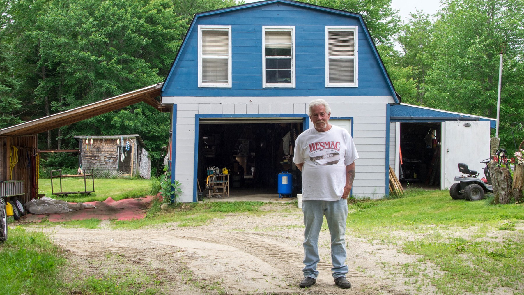 Lifelong Mainer Vaughn Sinclair and his wife live in Surry, Maine, on land they inherited from family. After five years, they found out their well water had dangerous levels of arsenic and could not be used. (Jenna Miller/ News21)